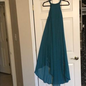 Teal halter maxi dress